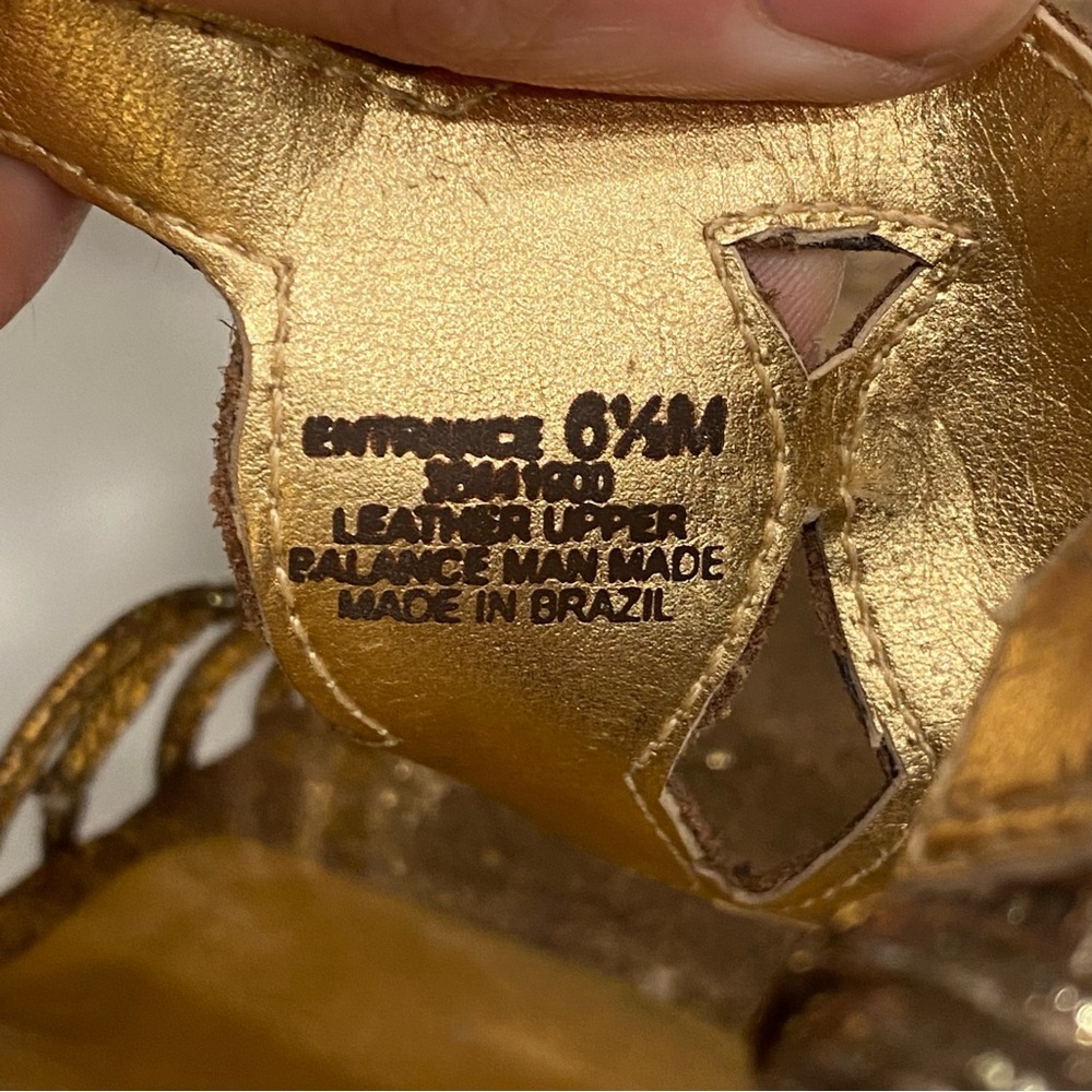 Carlos By‎ Carlos Santana “Entrance” Metallic Golden Slingback Heels Women’s 6.5 - Picture 7 of 8